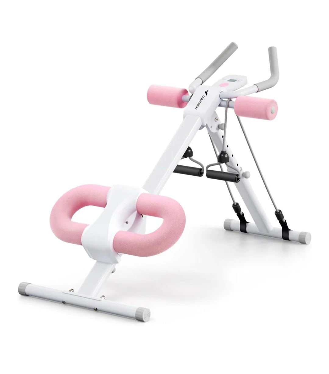 MERACH Adjustable Ab Trainer Foldable Machine for Abs Workout at Home Gym - White