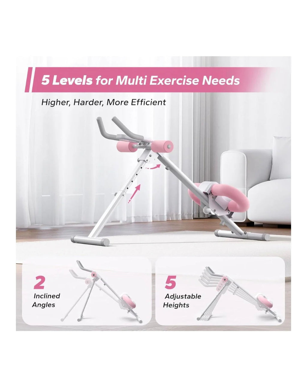 MERACH Adjustable Ab Trainer Foldable Machine for Abs Workout at Home Gym - White