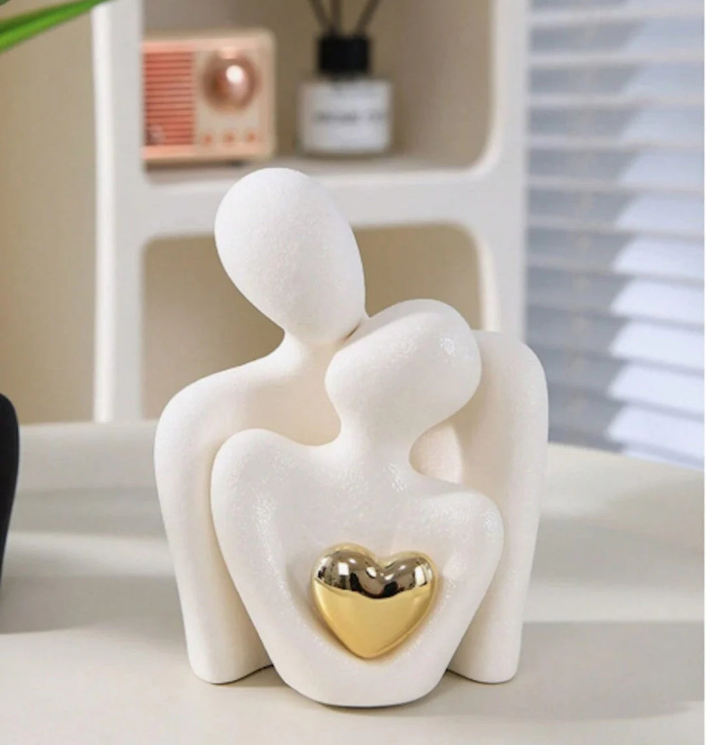White Ceramic Love Sculpture Decor – Elegant Symbol of Connection & Warmth