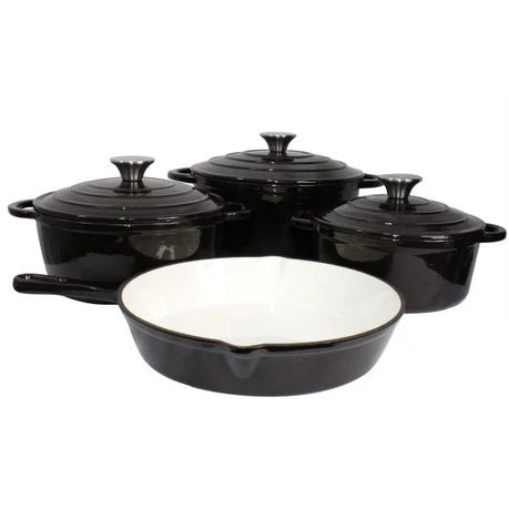 7pcs Authentic Black Cast Iron Cookware Set – Premium, Durable & Even-Heat Cooking