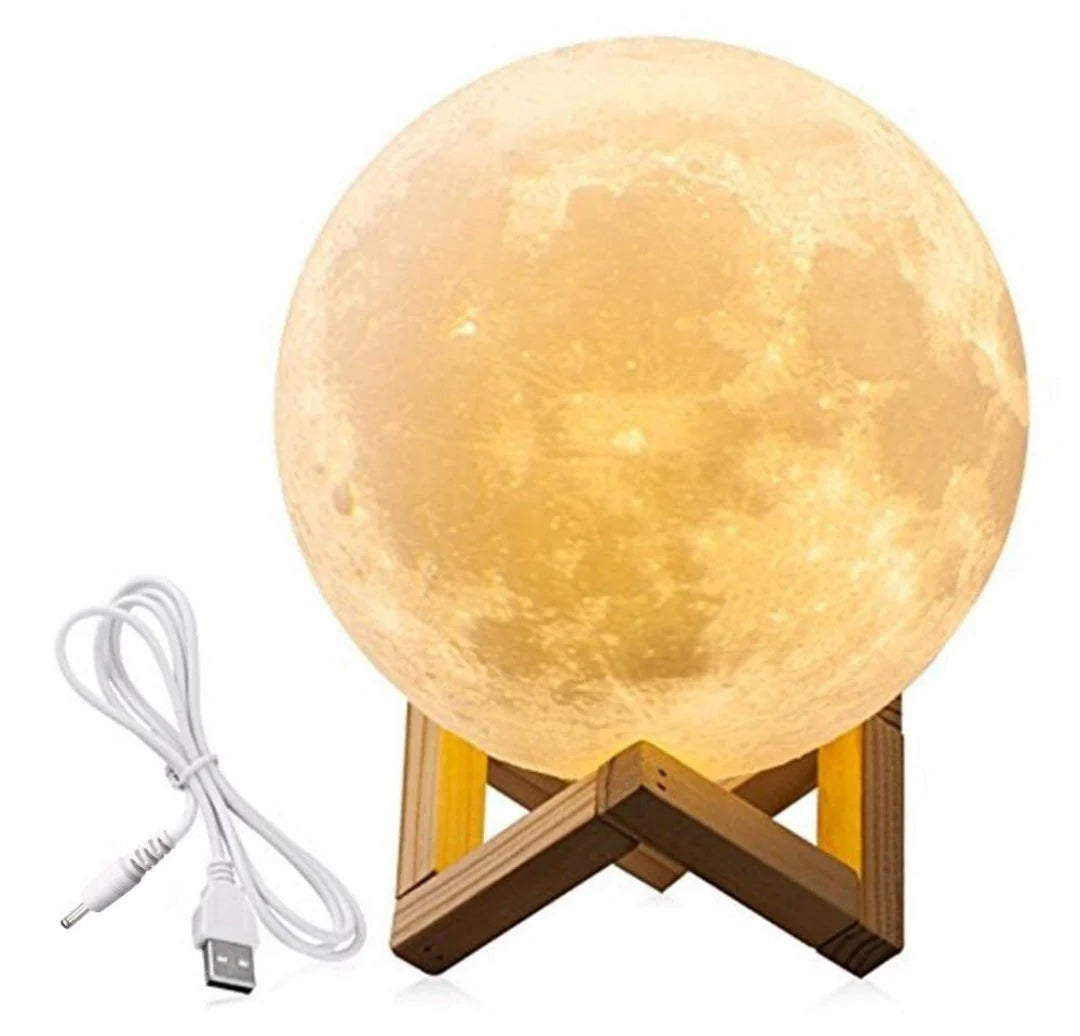 Color Changing Moon Lamp | 3D Printed Moon Light with Warm & Cool Modes | USB Rechargeable Night Light
