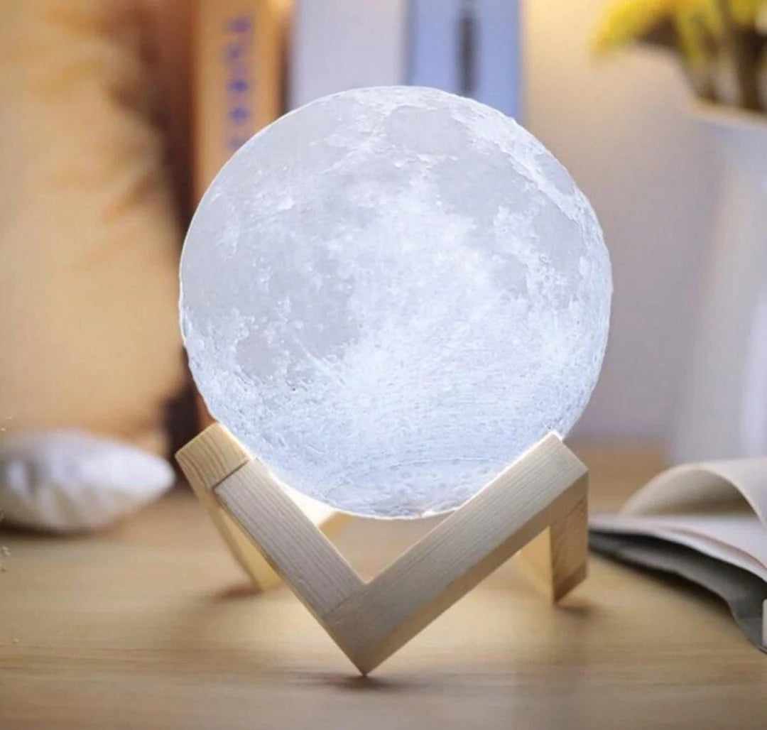 Color Changing Moon Lamp | 3D Printed Moon Light with Warm & Cool Modes | USB Rechargeable Night Light