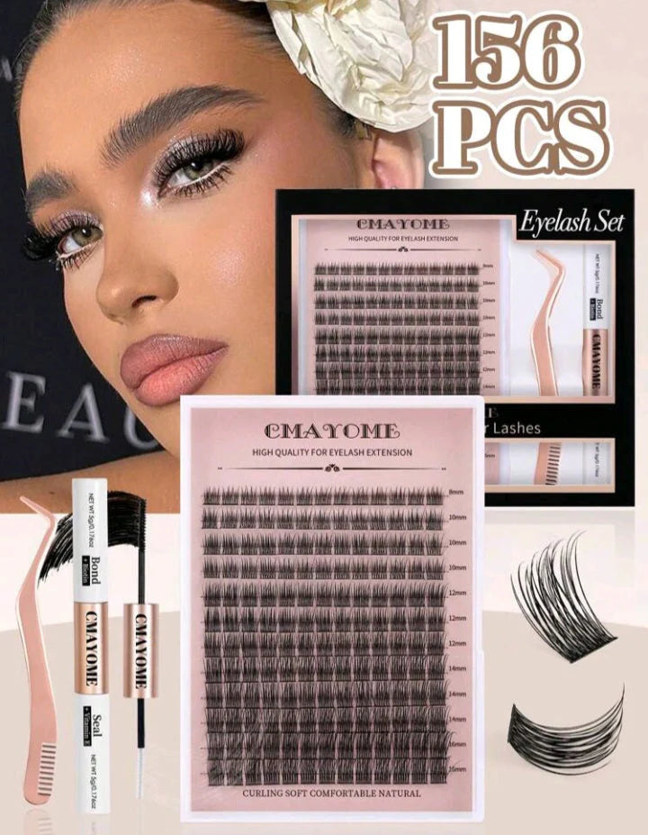 CMAYOME 156 PCS Curly Eyelashes DIY Kit – Professional Lash Extension Set
