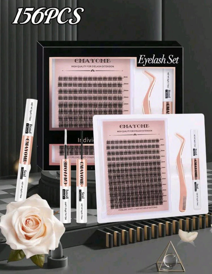 CMAYOME 156 PCS Curly Eyelashes DIY Kit – Professional Lash Extension Set