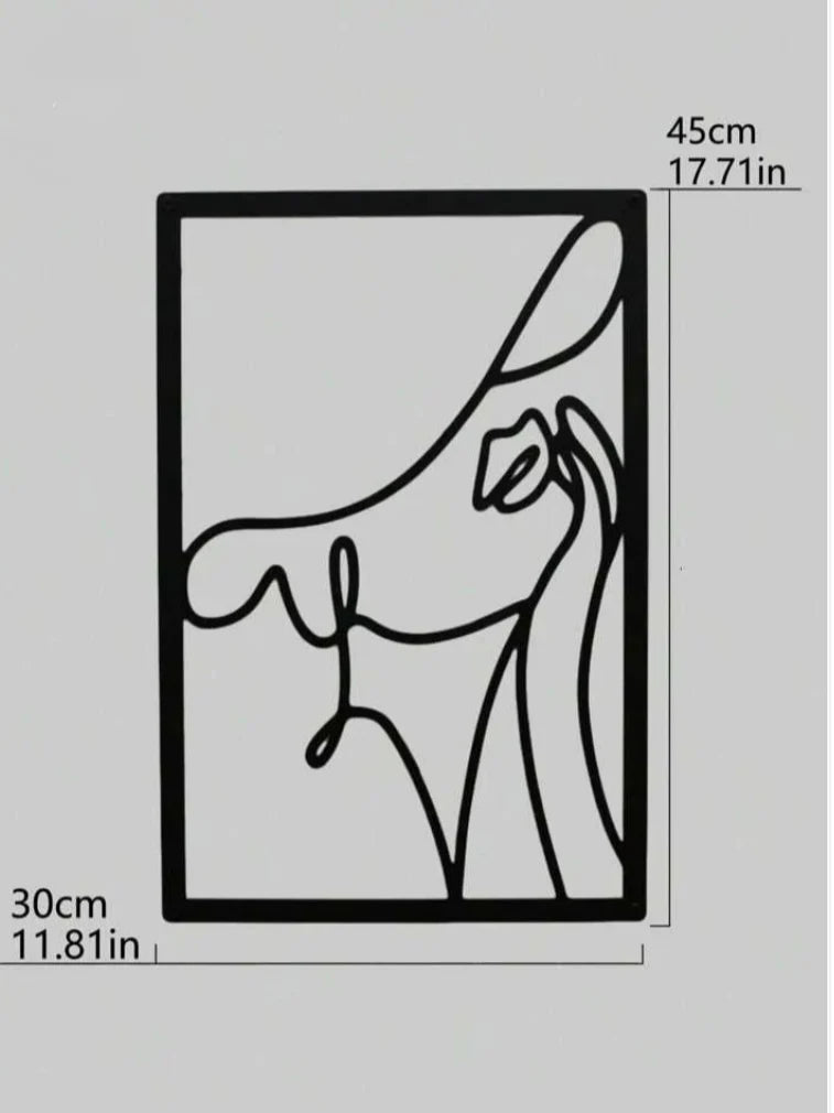 1pc Black Metal Wall Decoration – Modern Line Art